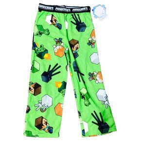 Minecraft Kids Boys Comfy Pajamas Bottom Green Size Small (4-5) NWT‎